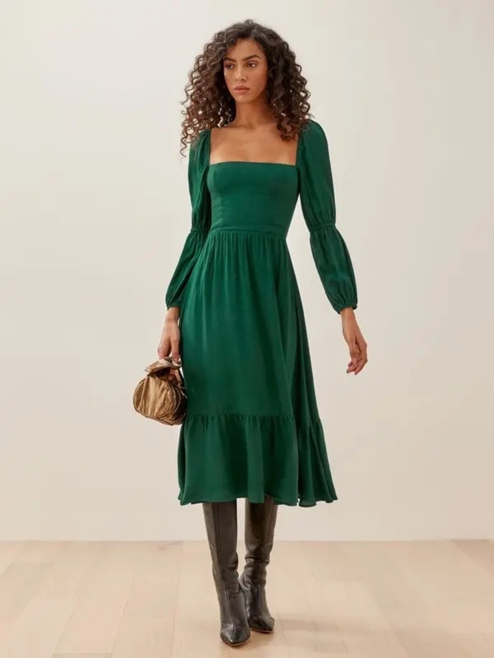 Reformation. Mica Dress. Emerald Green. Size 6.